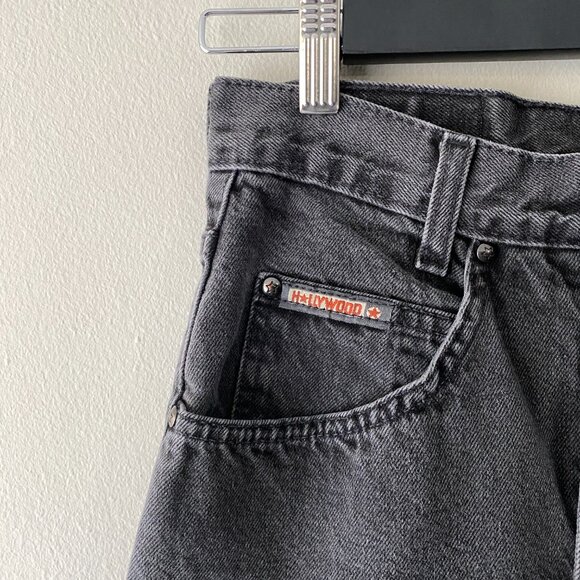 Vintage Hollywood Loose Vibe Black Washed 100% Cotton Denim Jeans - Picture 4 of 11